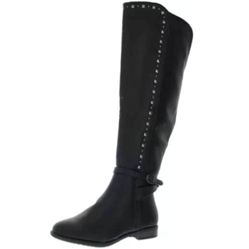 Rialto Ferrell R7741WC Women's Black Leather Almond Toe Knee High Riding Boot 6M